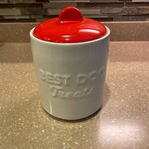 Fringe Studio Best Dog Red and White Treat Jar